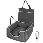 Dog Car Booster Seat Belt Pet Backrest Grey