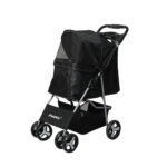 4 Wheels Pet Stroller Dog Cat Cage Black