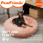 Dog Pet Cat Calming Bed Warm Soft Plush Round Nest Comfy Kennel Cave Dark Pink