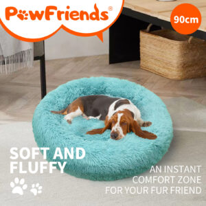 Pet Dog Bedding Warm Plush Round Comfortable Nest Comfy Sleeping kennel Green Large 90cm