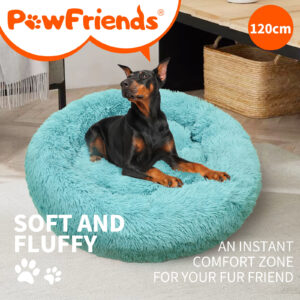 Pet Dog Bedding Warm Plush Round Comfortable Nest Comfy Sleep kennel Green 120cm