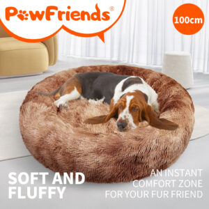 Pet Dog Cat Calming Bed Removable Cover Warm Soft Comfy Round Kennel Cave