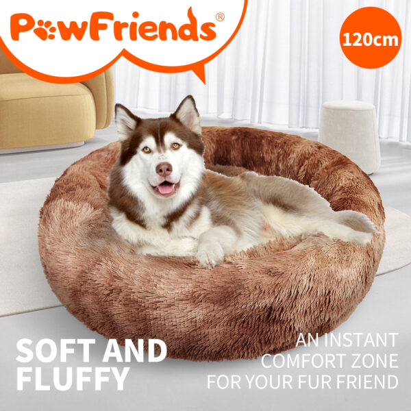 Pet Dog Cat Calming Bed Warm Soft Bed Removable Washable Round Kennel Cave