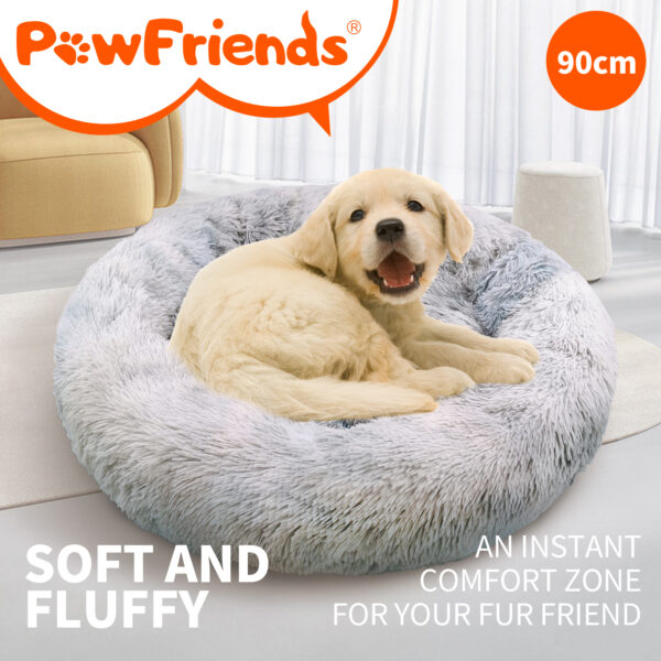 Pet Bed Dog Cat Large Beds Calming Warm Soft Cushion Mattress Plush Comfy 90cm