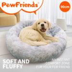 Dog Cat Pet Calming Bed Machine Washable Warm Soft comfy Round Sleeping Kennel