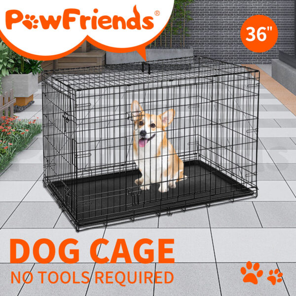 36" Pet Dog Cage Kennel Metal Crate Enlarged Thickened Reinforced Pet Dog House