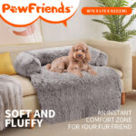 Pet Sofa Bed Dog Calming Sofa Cover Protector Cushion Plush Mat Gradual Coffee