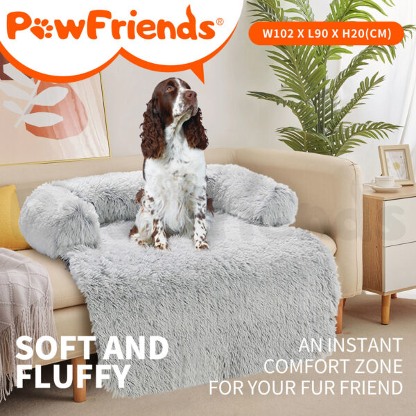 Pet Sofa Bed Dog Cat Calming Sofa Cover Protector Cushion Plush Mat Gradual Gray