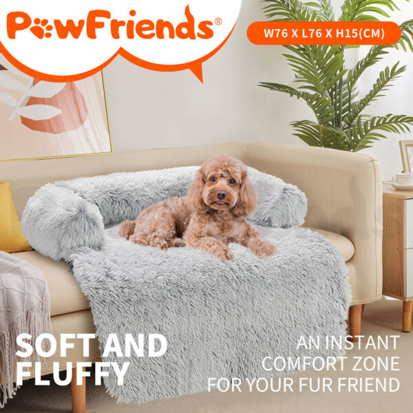 Pet Sofa Bed Dog Cat Calming Sofa Cover Protector Cushion Plush Mat Gradual Gray