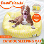 Pet Bed Puppy Dogs Square Yellow Check Waterproof Anti Slip Cat Dog Calming Nest