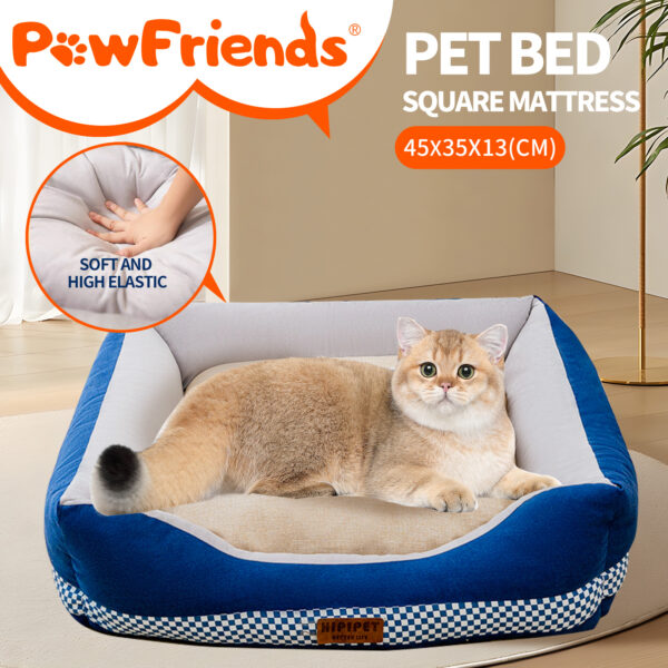 Pet Soft Warm Washable Dog Cat Bed with Independent Padded Zipper Design Blue XS