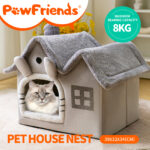 Portable Double Roof Detachable Washable Dog Cats House Indoor Outdoor Pet Bed L