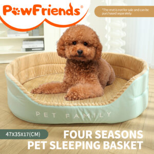 Dogs Cats Pets Calming Bed Warm Soft Rectangle Nest Comfy Sleeping Kennel Stripe