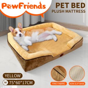 Dog Sofa Thickened Sponge On Three Sides Deep Sleep Thickening With Yellow Color