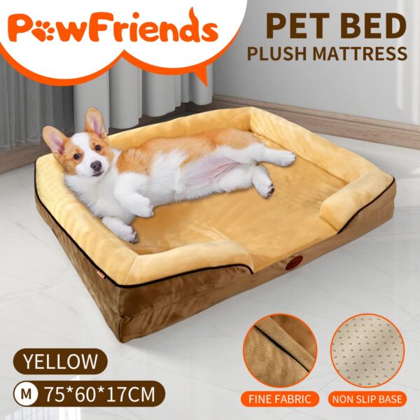 Dog Sofa Thickened Sponge On Three Sides Deep Sleep Thickening With Yellow Color