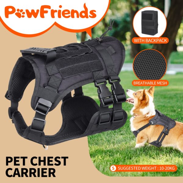 Back Vest  Dog Chest Strap Black Chest Strap with Matching Dog Poop Bag Set