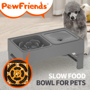 Pet Elevated Slow Feeder Dog Bowls Adjustable 4 Height Pet Foldable Feeding Bowl