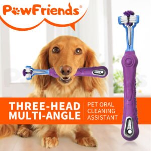 Pet Three-Head Multi-Angle Dog Cat Toothbrush Teeth Cleaning Oral Care