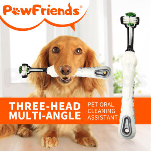 Pet Three-Head Multi-Angle Dog Cat Toothbrush Oral Cleaning Product White