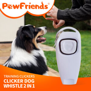 Combo Pet Dog Clicker Whistle Training Trainer Click Puppy Key Ring Equipment WH