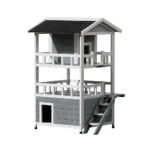 Outdoor Wooden Pet House 3 Tier Shelter Condo for Cat Rabbit Dog 72x72x127cm