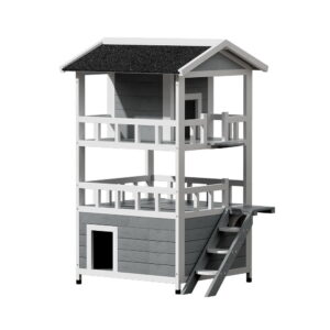 Outdoor Wooden Pet House 3 Tier Shelter Condo for Cat Rabbit Dog 72x72x127cm