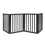 4 Panels Wooden Pet Gate Dog Fence Black 600x 3MM