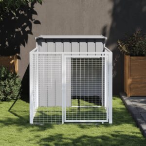 Spacious Outdoor Dog Kennel with Secure Run Mesh Roof Durable Steel Pet Shelter