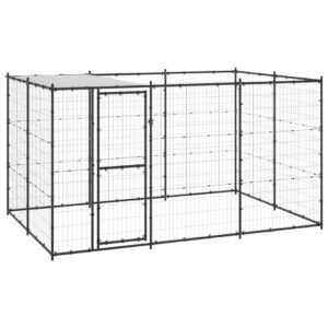 Outdoor Dog Kennel Steel with Roof 7.26 m²