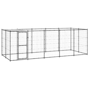 Outdoor Dog Kennel Steel with Roof 12.1 m²