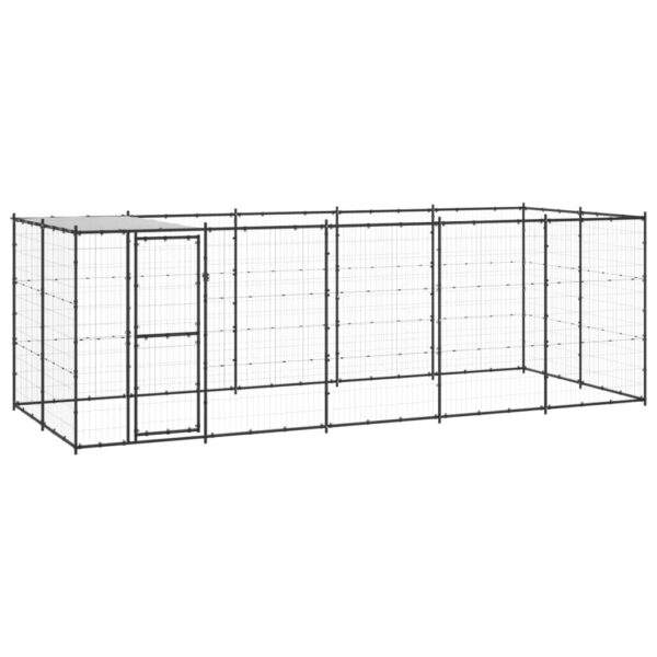 Outdoor Dog Kennel Steel with Roof 12.1 m²