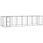 Outdoor Dog Kennel Steel with Roof 16.94 m²