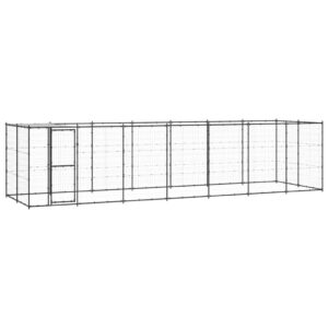 Outdoor Dog Kennel Steel with Roof 16.94 m²