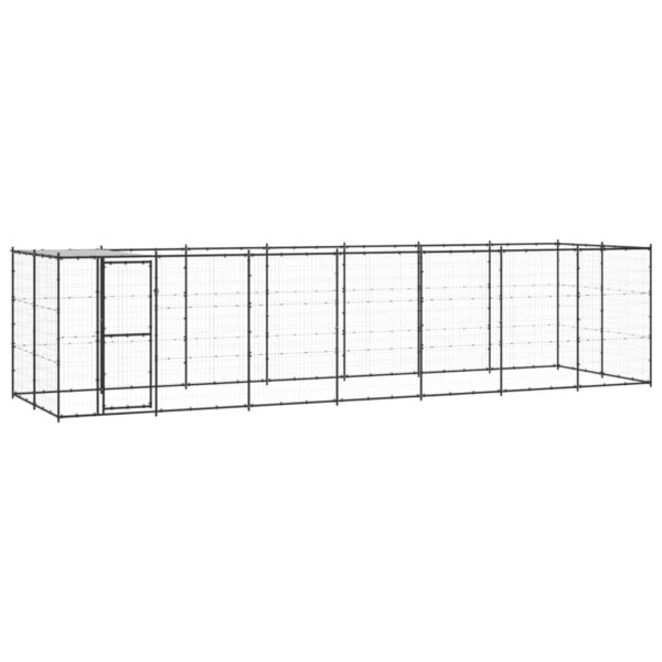 Outdoor Dog Kennel Steel with Roof 16.94 m²