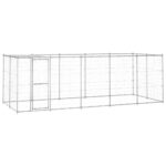 Outdoor Dog Kennel Galvanised Steel with Roof 12.1 m²