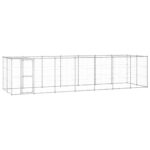 Outdoor Dog Kennel Galvanised Steel with Roof 16.94 m²