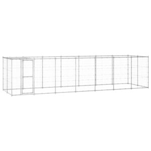 Outdoor Dog Kennel Galvanised Steel with Roof 16.94 m²