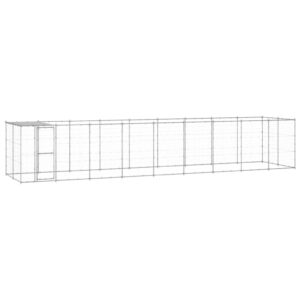 Outdoor Dog Kennel Galvanised Steel with Roof 21.78 m²