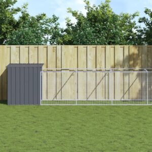 Dog House with Run Anthracite 110x1017x110 cm Galvanised Steel