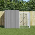 Dog House with Run Light Grey 214x253x181 cm Galvanised Steel