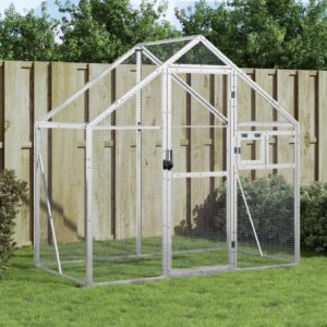 Large Aluminium Bird Aviary with Lockable Door and Ample Activity Space Silver