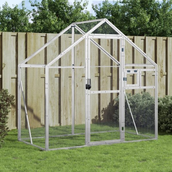 Large Aluminium Bird Aviary with Lockable Door and Ample Activity Space Silver