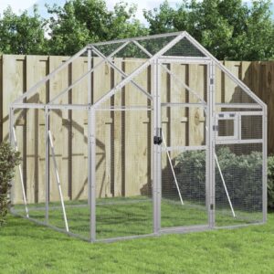 Large Aluminium Bird Aviary with Lockable Door and Ample Activity Space Silver