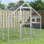 Large Aluminium Bird Aviary with Lockable Door and Ample Activity Space Silver