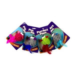 Colorful Cat Toy Mouse with Feathers for Mental Stimulation and Playtime Fun