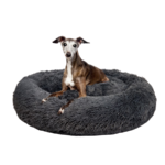 Calming Dog Bed Australian Made Vegan Faux Fur Anti Anxiety Medium Grey 80 cm