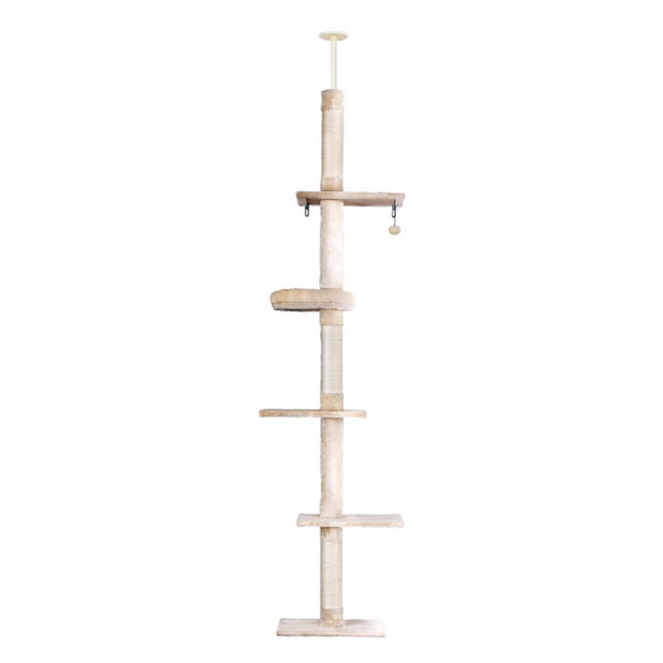 Floor to Ceiling Cat Tree with 5 Platforms and Natural Sisal Scratching Posts