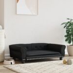 Dog Bed for Small Pets Faux Leather Comfortable Waterproof Sofa Black 95x55x30 cm