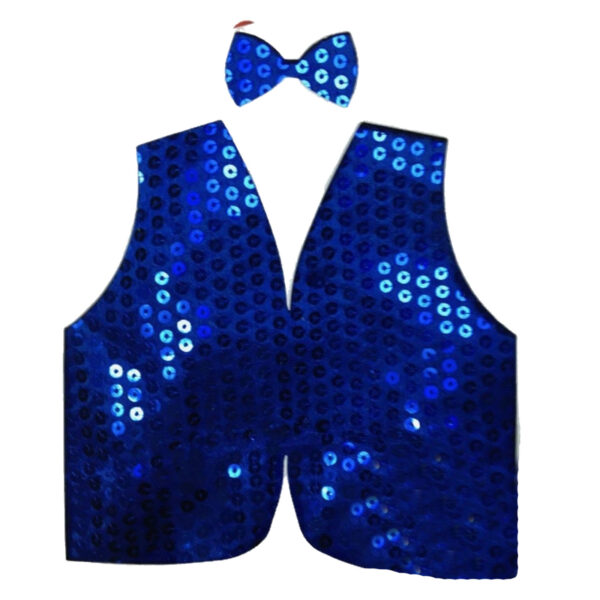 Men's Sequin Vest Dance Costume Party Coat Disco Sparkle Accessory One Size Blue