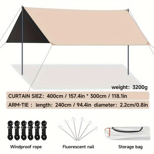 outdoor sky curtain sun protection black waterproof 400x300cm camping